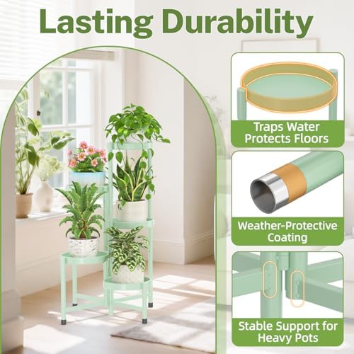 iDavosic.ly Plant Stand Indoor Outdoor, 5 Tier Metal Corner Shelf - Image 5