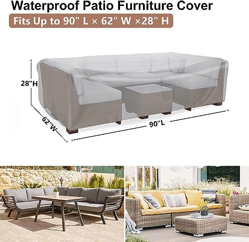 Waterproof Outdoor Patio Furniture Covers 90"L×62"W×28"H Black - Image 2