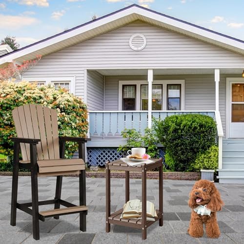 LZRS 24" Double Adirondack Outdoor Side Table, Pool Composite Patio Table - Image 6