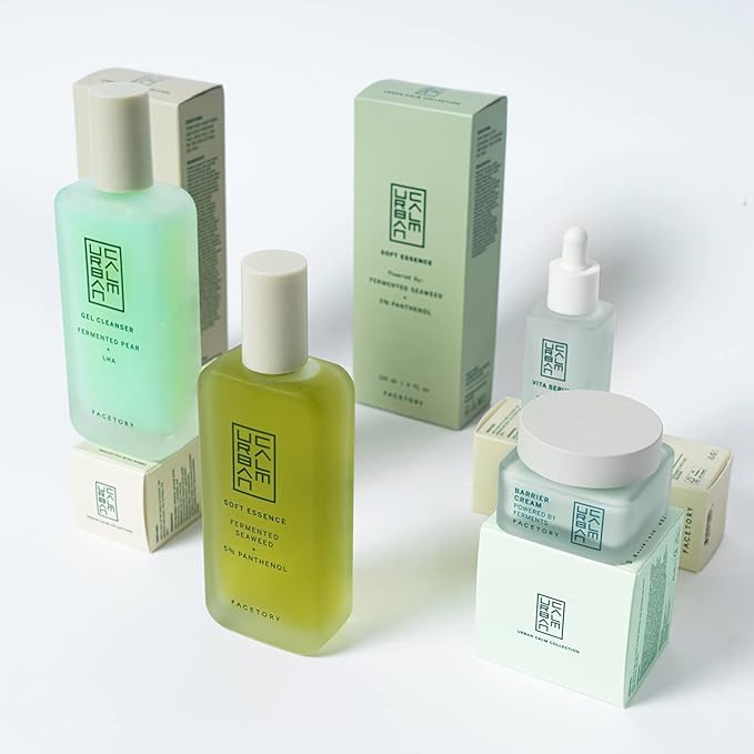 Urban Calm Collection Gift Set - Hydrating, Smoothing, Exfoliating, and Soothing Skincare Set for All Skin Types - Includes Fermented Skincare Products: Cleanser, Essence, Serum, and Cream