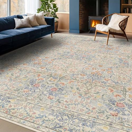 Hazo Haus Washable Beige Blue 8x12 Large Area Rug - Image 6