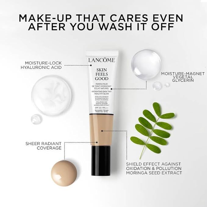 Lancôme Skin Feels Good Hydrating Tinted Moisturizer with SPF 23 - Oil-Free & Lightweight Foundation - Sheer Coverage with Healthy Glow Finish - 02C Natural Blond