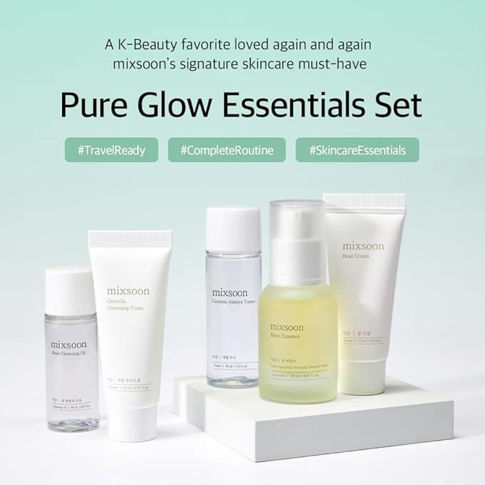 mixsoon Pure Glow Essentials Set, 5-Step Skincare Kit, Gentle & Hydrating, For All Skin Types, 5 Items Korean Glass Skin Care 29.57 Fl. Oz.