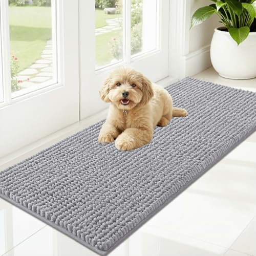 OLANLY Dog Door Mat for Muddy Paws 47x20, Extra Absorbent Chenille Mud Mat by OLANLY