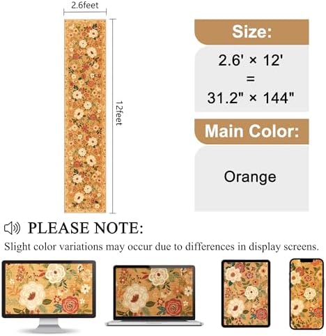DUKINO 2.6x12 Kitchen Runner Rug, Floral Non Slip Long Washable Rug - Image 2