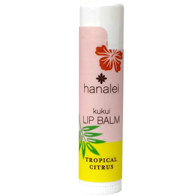 Hanalei Lip Balm and Moisturizer - Natural Kukui Oil and Beeswax Lip Moisturizer to Hydrate and Replenish Dry, Chapped Lips - Made in USA - Tropical Citrus