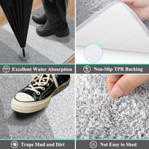Vaukki Indoor Doormat Entryway Light Grey Door Mat 32x20 inch - Image 3