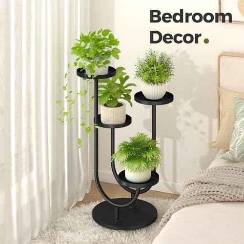 Bamworld Metal Plant Stand 4 Pots Corner Black - Image 6