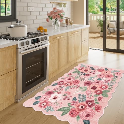 DUKINO 3x4 Rug, Non Slip Floral Washable Area Rug by DUKINO