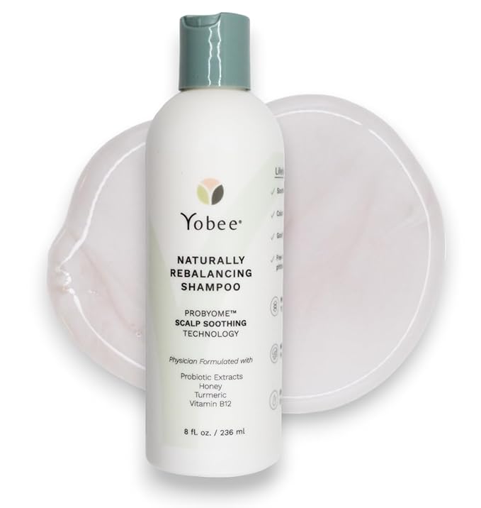 Yobee Rebalancing Shampoo – Sulfate-Free Dry, Flaky & Itchy Scalp Care | Probiotic Shampoo with Organic Honey, Turmeric, Vitamin B12 & Oat | Dandruff, Eczema & Psoriasis Relief | Doctor Founded