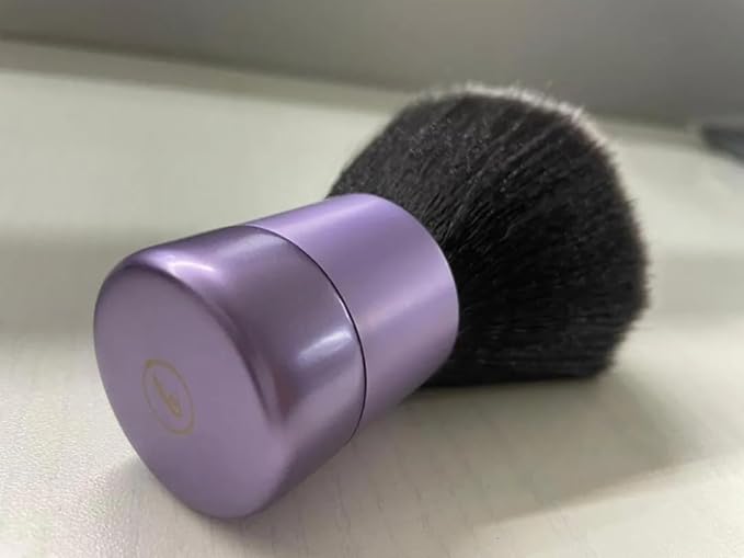 Luxurious and Large Ultra Soft Fluffy Powder Brush, Multipurpose Face, Body, Barber and Beauty Tool, with wooden base Soft Kabuki Brush by BevyGold (Violet)