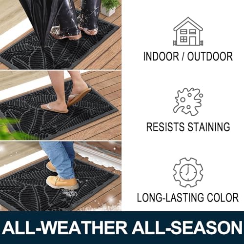 Colorxy Waterproof Front Doormat, Sturdy Natural Rubber Door Mat - Image 4