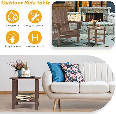 Apolimi Adirondack Outdoor Side Table, 2-Tier Sturdy Patio End Table Weather - Image 5