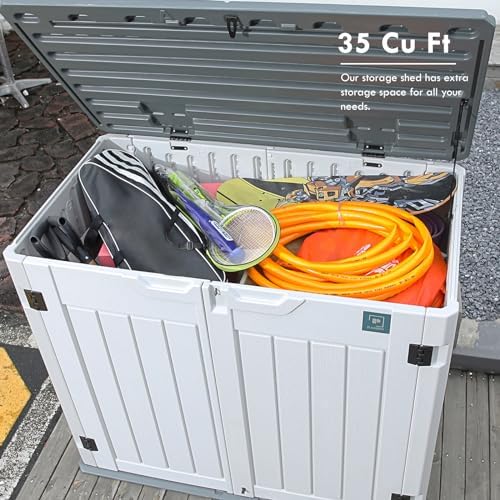 35 Cu.ft Outdoor Storage Shed, Large Resin Storage Box, Waterproof & Lockable - Image 3