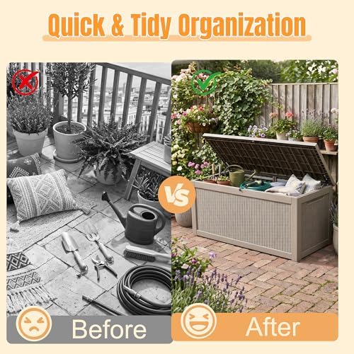 Outdoor Storage Box, 380 Gallon Waterproof Resin Deck Box - Image 4