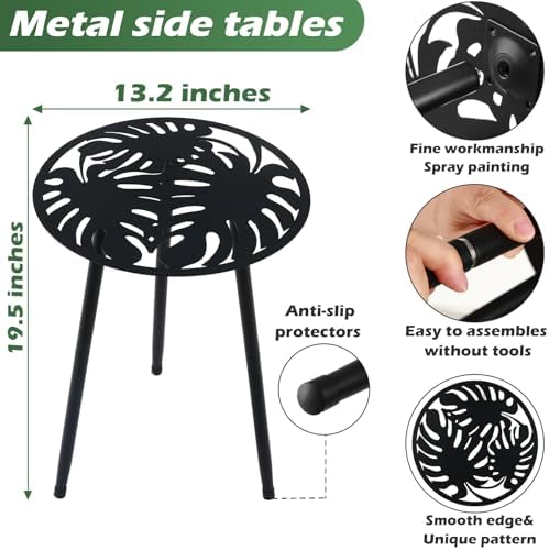 1-Pack Small Metal Side Tables Outdoor Patio Round Accent Table Modern Indoor - Image 3