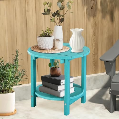 LZRS Round Adirondack Side Table Double End Table, Outdoor Side Tables - Image 5