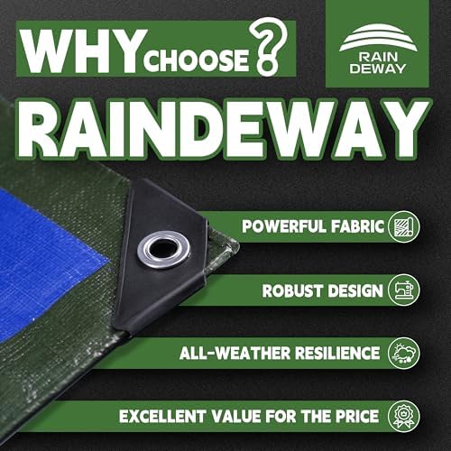RAINDEWAY 16x20 Feet Tarps Heavy Duty Waterproof 10.5 Mil Outdoor Poly Tarp - Image 2