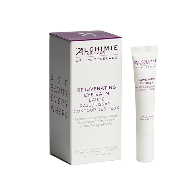 Alchimie Forever Rejuvenating Eye Balm | Hydrating Anti-Aging Eye Cream with Jojoba and Cocoa Butter, European Blueberries, Vitamin K | Reduce Dark Under Eye Circles and Premature Aging | 0.5 fl oz