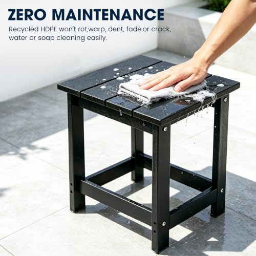 LZRS Patio Side Table, Heavy Duty HDPE Outdoor End Table - Image 6