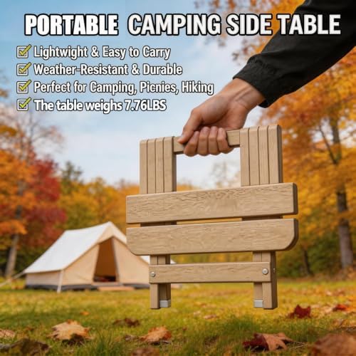 Folding Outdoor Side Table, Small HDPE Patio Table, All-Weather Compact - Image 4