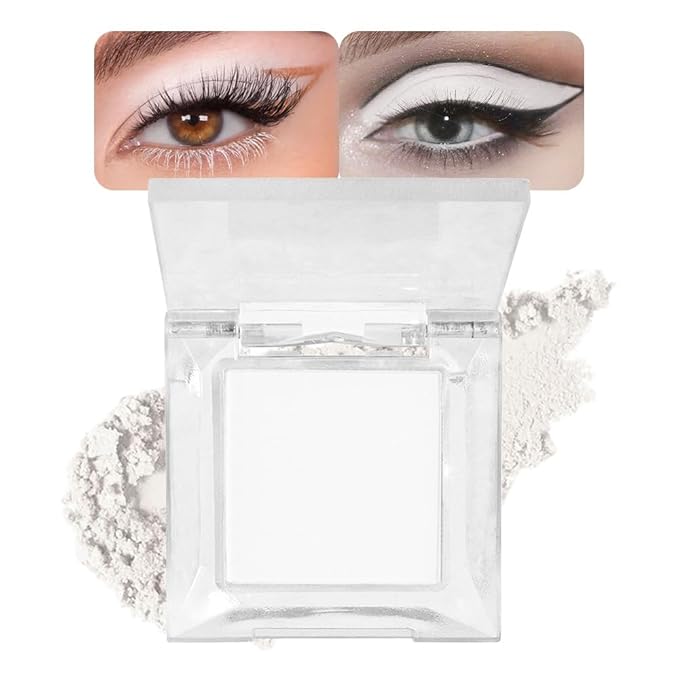 Eyeshadow Single Matte, High-Pigment Monochrome Eye Shadow Pressed Powder, Everyday Velvety Silky Eye Makeup Looks, Professional Long-Lasting Waterproof Single Eyeshadow Palette, White 02