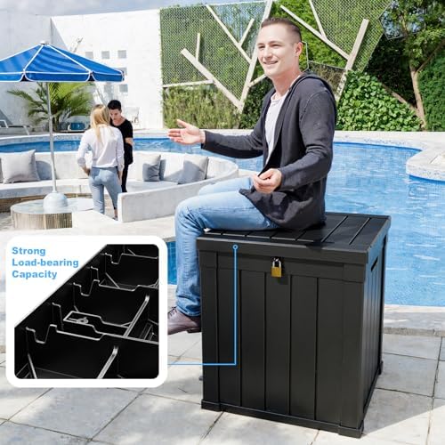 PatioZen 50 Gallon Resin Deck Box, Lockable Outdoor Storage Box - Image 6