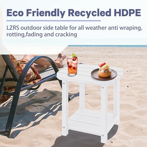 LZRS 2-Tier Patio Side Table, Heavy Duty HDPE Outdoor End Table - Image 7