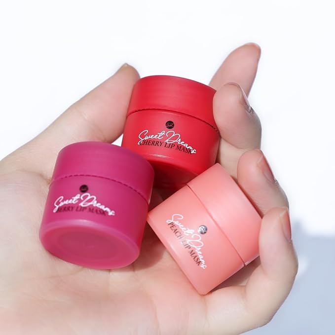 Sweet Dreams Mini Lip Mask 5g(3 Set)- Nourishing, Plumping and Hydrating Lip Balm | Vegan Lip Sleeping Mask | Korean beauty | Hyaluronic Acids + Vitamin C + Shea Butter + Antioxidants-CherryBerryPeach