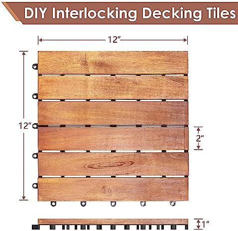 PrimeZone 162 PCS Solid Acacia Wood Interlocking Patio Deck Tiles Outdoor - Image 2