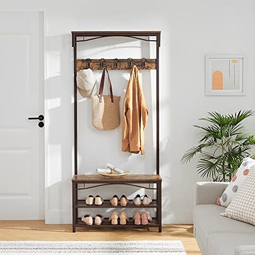 VASAGLE Coat Rack and Storage Bench, Hall Tree - Image 2