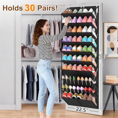 UVIAHOMI 20-30 Pairs Over the Door Shoe Organizer, 10-Tier Door Shoes Rack - Image 2