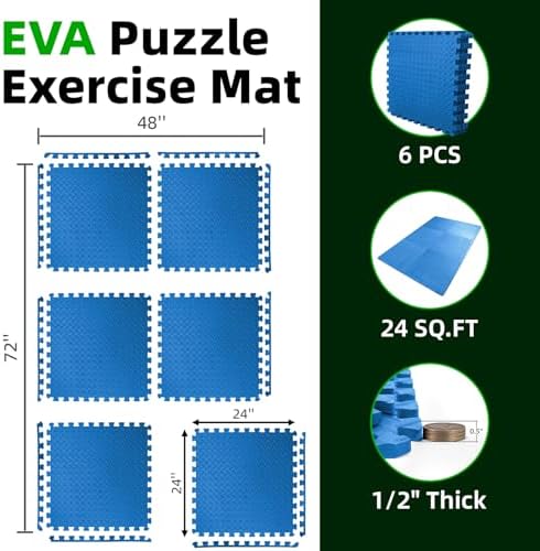 Art3d 6-Pack 24"x24" EVA Interlocking Exercise Mats, 24 Sq.Ft - Image 2