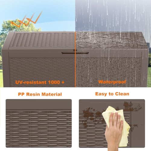 PatioZen 120 Gallon Resin Deck Box, Lockable Outdoor Storage Box - Image 3