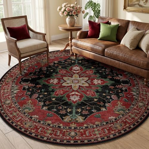 RELEANY Washable Area Rug, Round 6ft by RELEANY