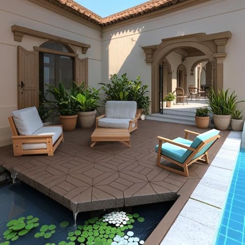 Plastic Interlocking Deck Tiles, 12x12 Inches Waterproof Outdoor Patio Flooring - Image 3