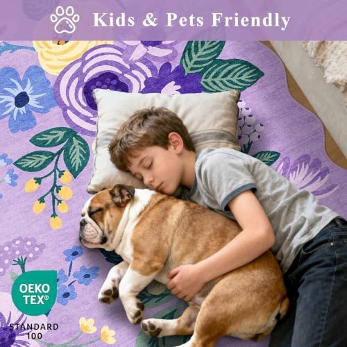 DUKINO 2x6 Runner Rug, Floral Washable Rug - Image 4