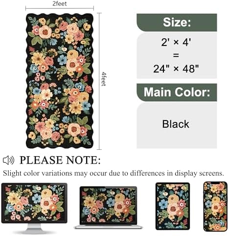 DUKINO 2x4 Rug for Entryway, Floral Washable Kitchen Rugs Non Slip - Image 2