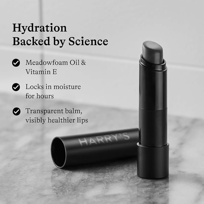 Harry's Black Lip Balm for Men - (5 Pack) Hydrating Men's Lip Balm with Natural Finish - Korean Skincare Technology with Meadowfoam Oil