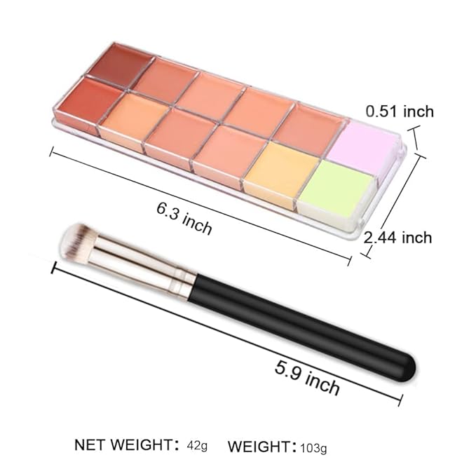 evpct 12 Color Corrector Correcting Cream Concealer Contour Makeup Palette Set for Mature Skin Pink under Eye Concealer Palette Cream Kit for Dark Circles and Puffiness Trouble Spots Redness