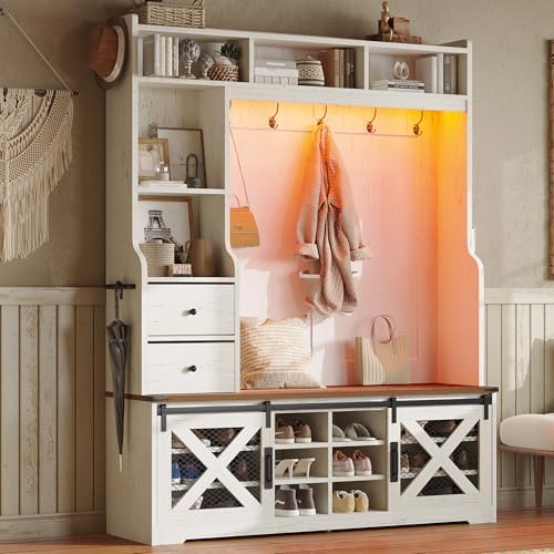AMERLIFE 75" 7-in-1 Farmhouse Hall Tree by AMERLIFE