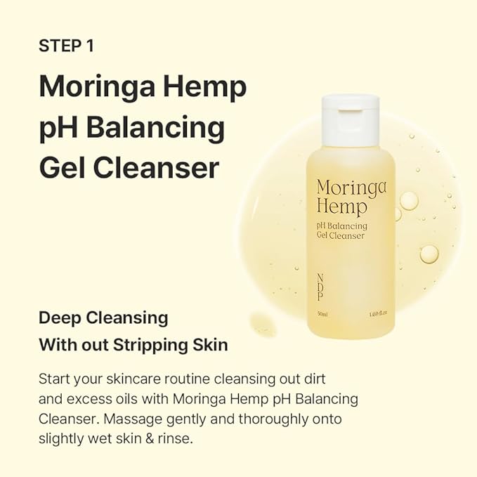 Travel Kit - Mini Travel Size Skincare Essentials - Moringa Hemp Gel Cleanser, Green Caper Toner Essence, Cica Bio-Placenta Cream, B9 Tone-Up Cream (4 items)