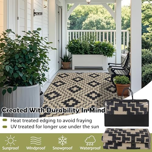 SAND MINE Waterproof Outdoor Rug 4x6 ft, Reversible Plastic Straw Area Rug - Image 4