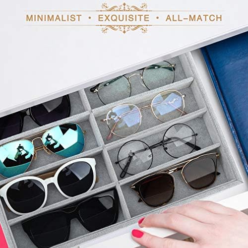Emibele Sunglass Organizer Jewelry Tray, 8 Grids Velvet Stackable Tray - Image 6