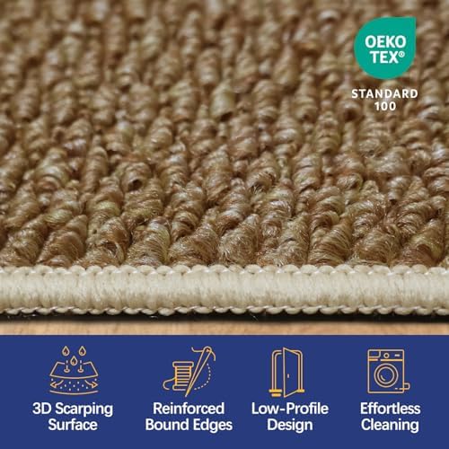 Dirt Trapping Door Mat 24"x36", Warm Taupe Faux Jute Entryway Rug - Image 5