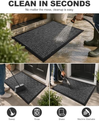 Mibao Front Door Mat Outdoor Entrance, Waterproof Dirt Trapper Doormat - Image 4