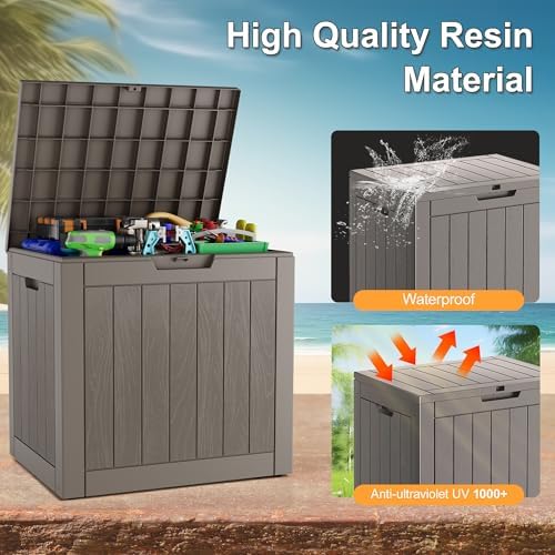 KAMABOKO Outdoor Storage Box, 32 Gal Deck Box Outdoor Waterproof, 2 Pack - Image 4