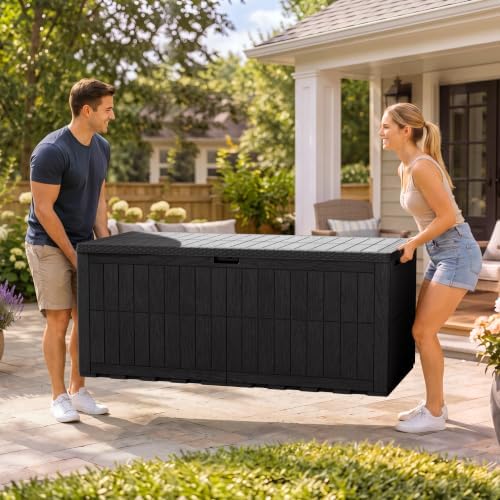 Flamaker 220 Gallon Large Outdoor Storage Box Waterproof, XL Resin Deck Box - Image 5