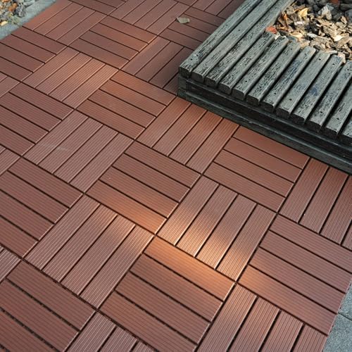 44 Pack Interlocking Deck Tiles, 12x12 Inch Modern Plastic Outdoor Flooring - Image 2