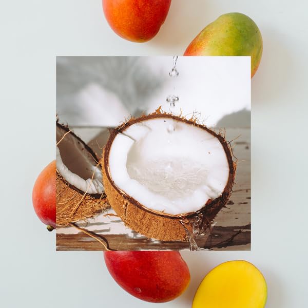 RAW SUGAR Raw Coconut + Mango Hand Soap, Body Scrub & Body Butter Bundle, Body Care for Dry Skin, Exfoliate and Moisturize, Hand Wash + Body Care - Mango, Formulated without Sulates and Parabens